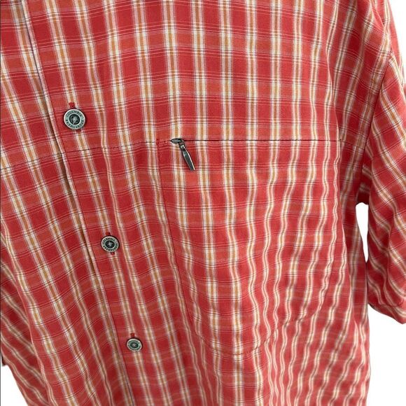 Columbia button down zip pocket plaid shirt, size L. - Picture 3 of 7